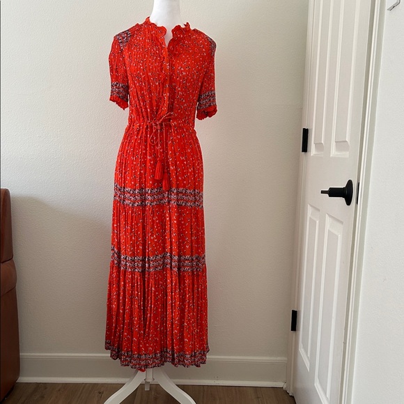 Free People Orange and Ebony/Cream  Maxi Dress - Picture 1 of 7